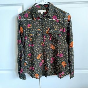 LOFT Button Down Sheer Top XXSP